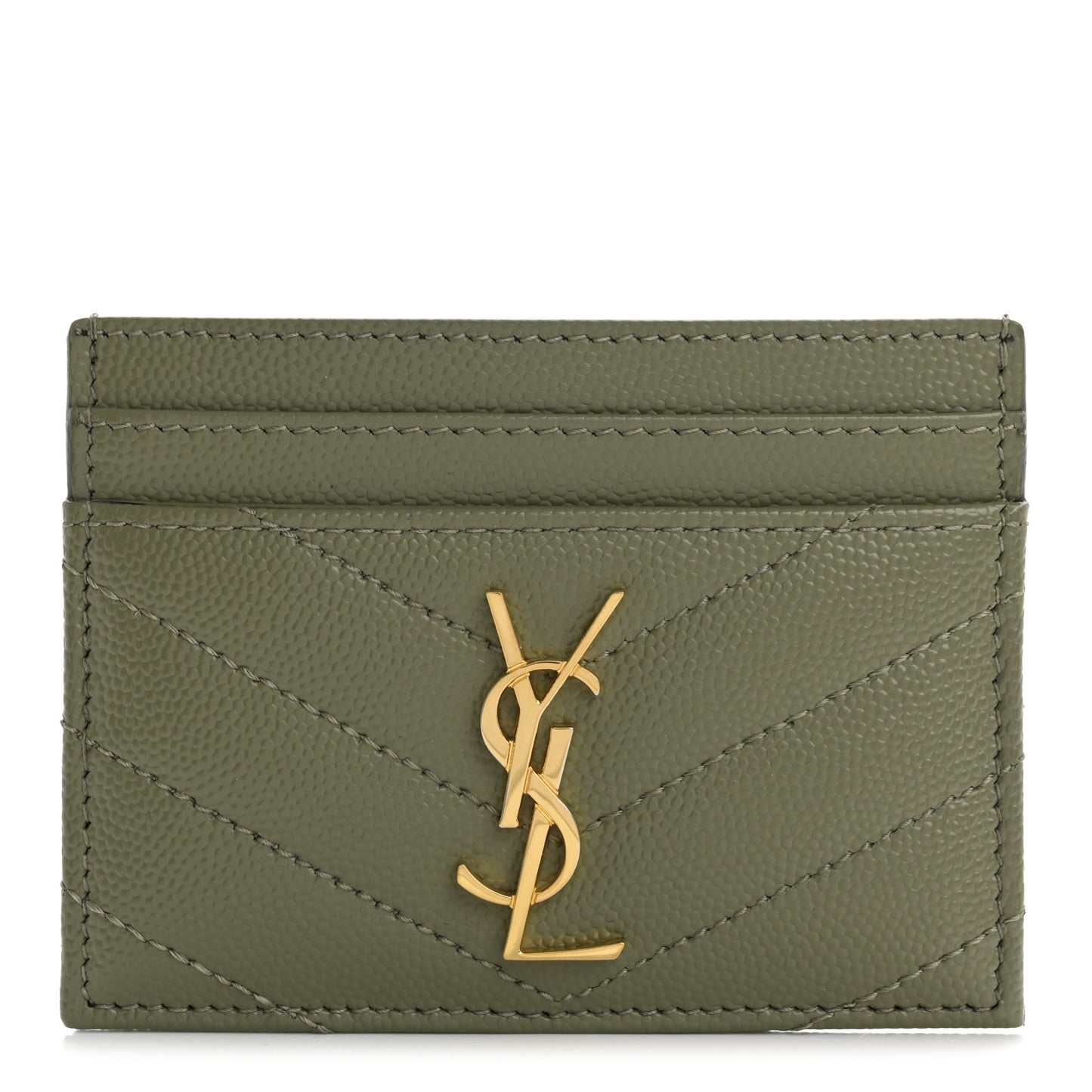 Grain De Poudre Matelasse Chevron Monogram Credit Card Case Light Musk