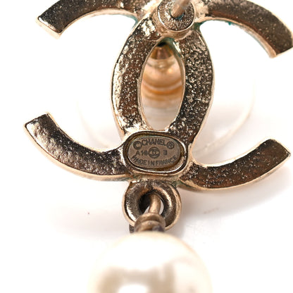 Chanel Pearl Bead CC Drop Earrings Black Gold 4 of 4