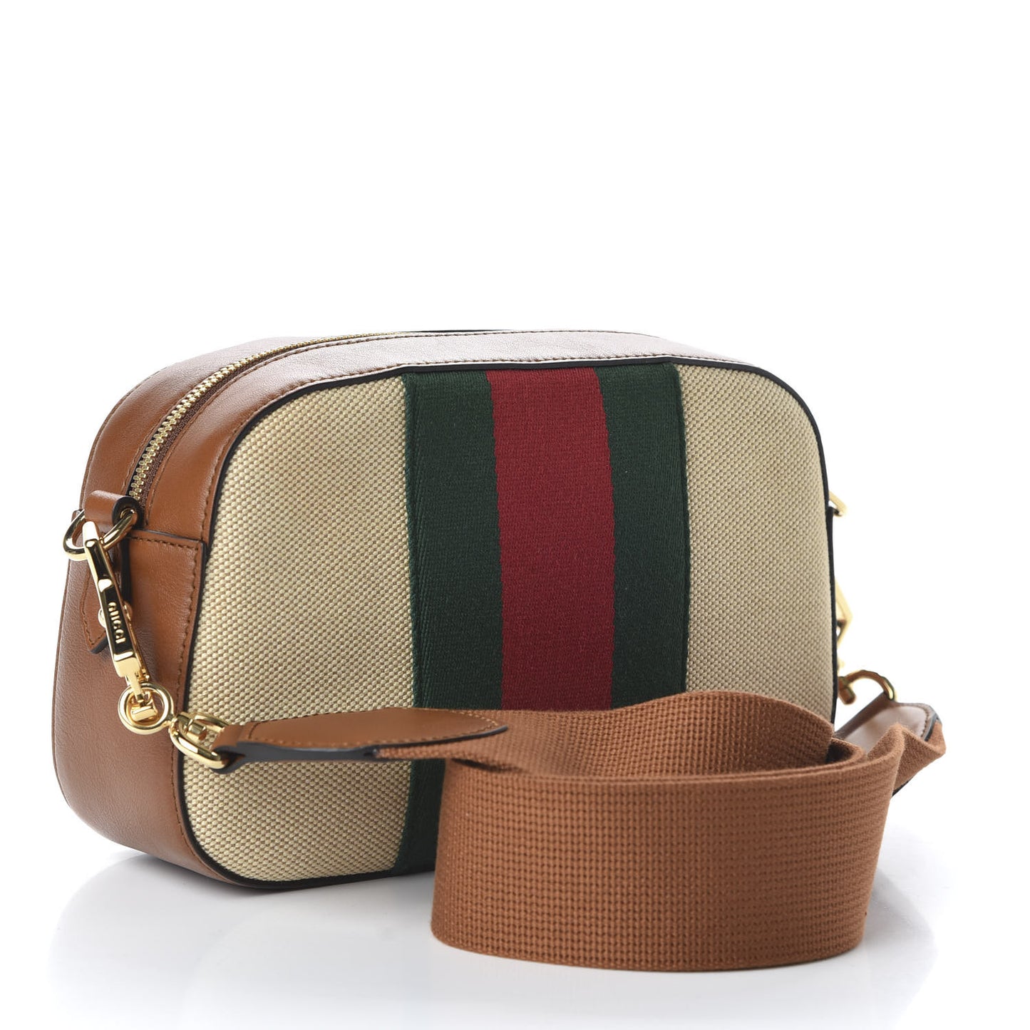 Vintage Canvas Web Shoulder Bag Sand Cuir
