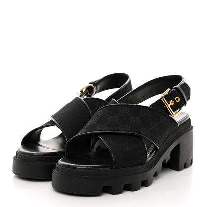 Gucci Monogram Granada Kid Trip 40/72mm Lug Sole Sandals 40 Black 3 of 9