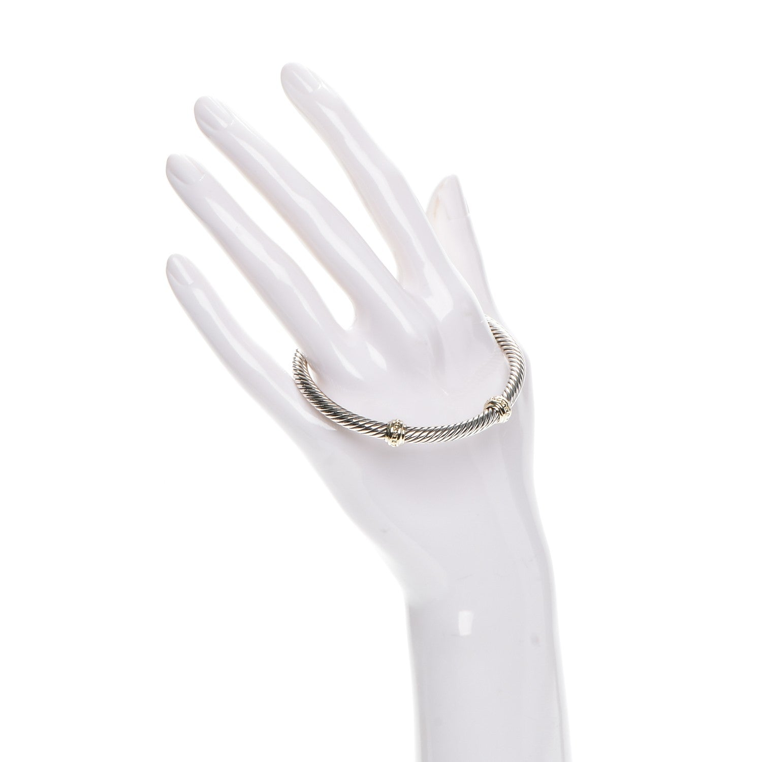 David Yurman Sterling Silver 14K Yellow Gold 5mm Cable Classics Two Station Bracelet 2 of 4