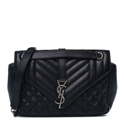 Saint Laurent Sheepskin Tri-Quilt Monogram Medium College Bag Black 1 of 16