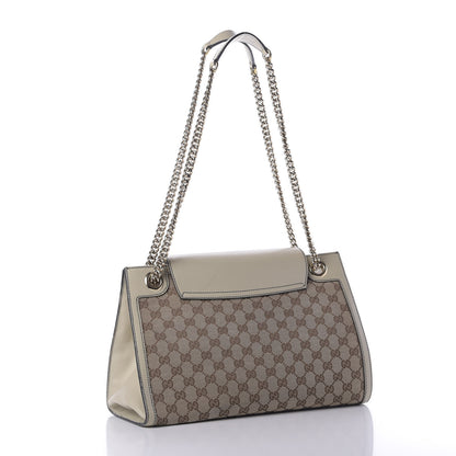 Gucci Monogram Margaux Calfskin Large Emily Chain Shoulder Bag Beige Ebony Mystic White 3 of 9