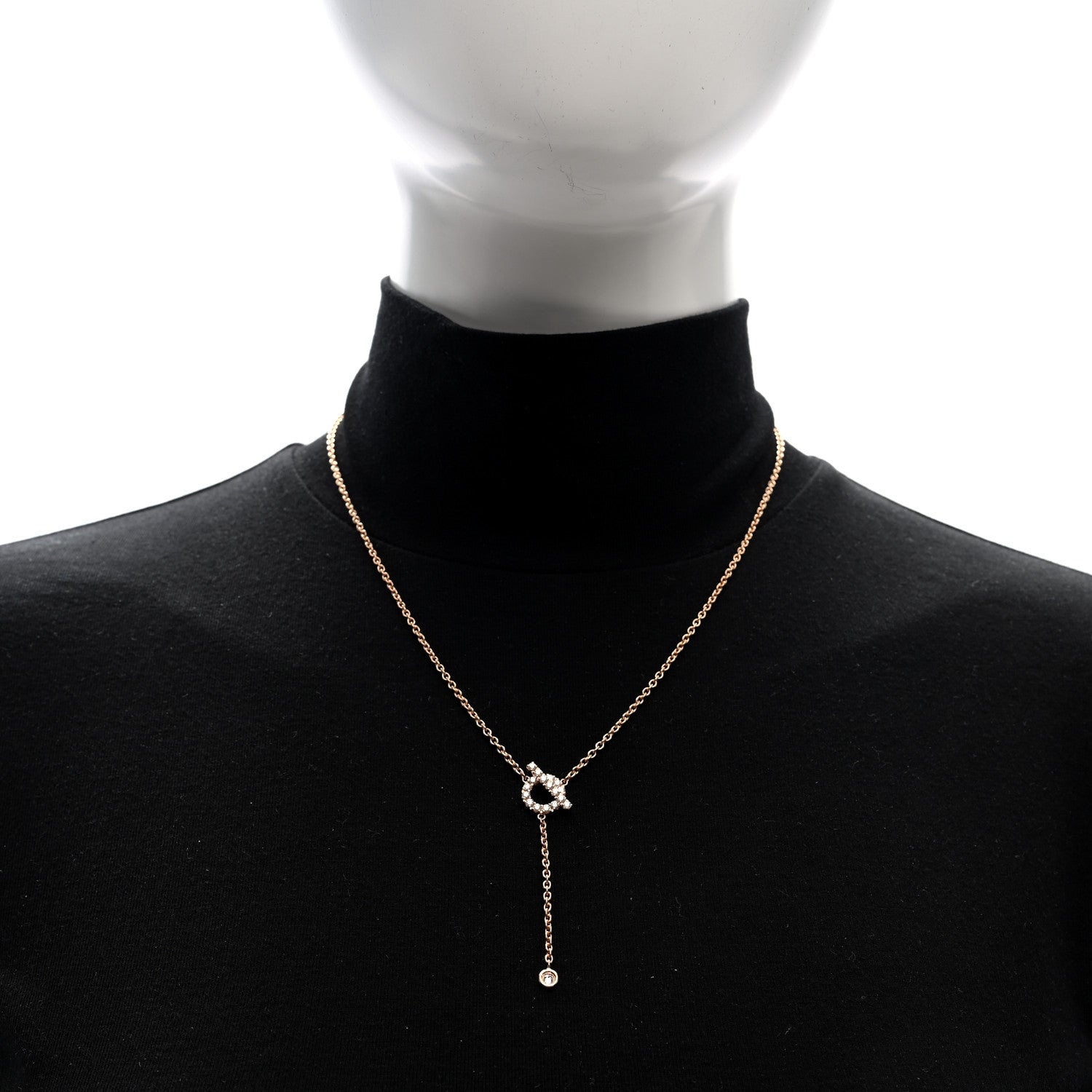 Hermes 18K Rose Gold Diamond Finesse Lariat Necklace 2 of 5