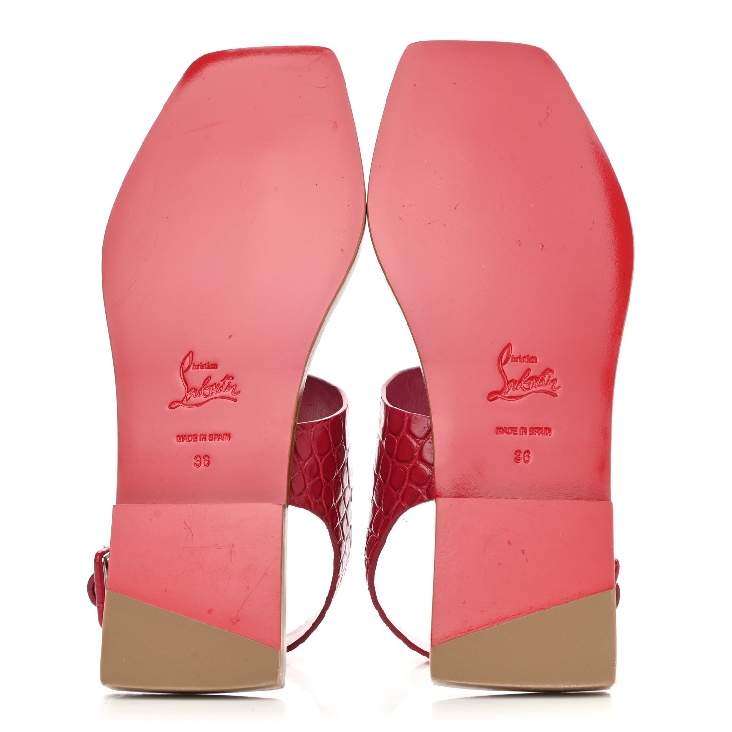 Christian Louboutin Calfskin Alligator Embossed Cubongo Flat Sandals 36 Persan 5 of 7