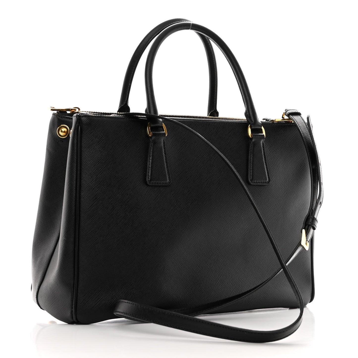 Saffiano Medium Galleria Double Zip Tote Black