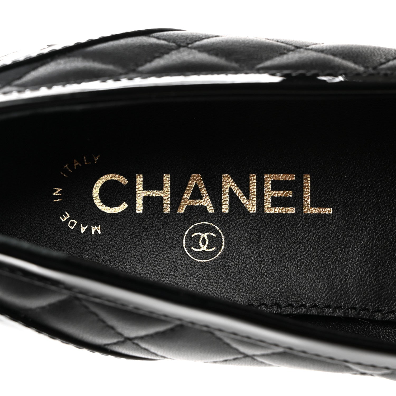Chanel Lambskin Quilted Patent Calfskin Cap Toe CC Loafers 40 Black 6 of 9