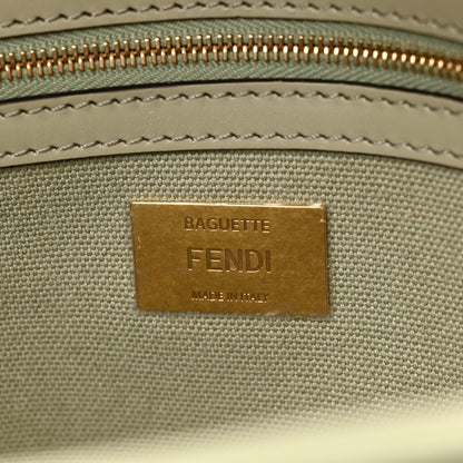 Fendi Canvas Vitello King FF Embroidered Baguette Green Tea 6 of 10