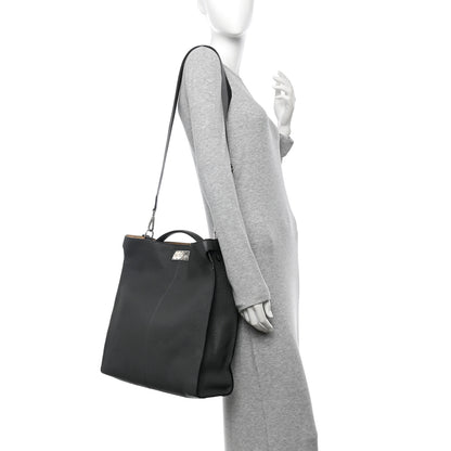 Fendi Cuoio Romano Glazed Fabric FF 1974 Peekaboo X-Lite Fit Asfalto Mou Black 2 of 10