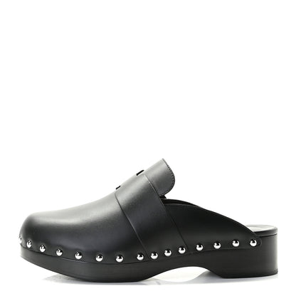 Hermes Calfskin Calya Mules 38 Black 1 of 13