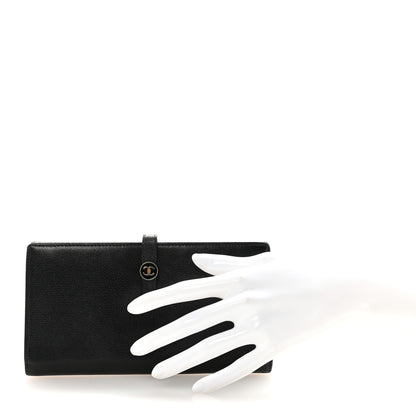 Chanel Grained Calfskin CC Button Long Wallet Black 2 of 8