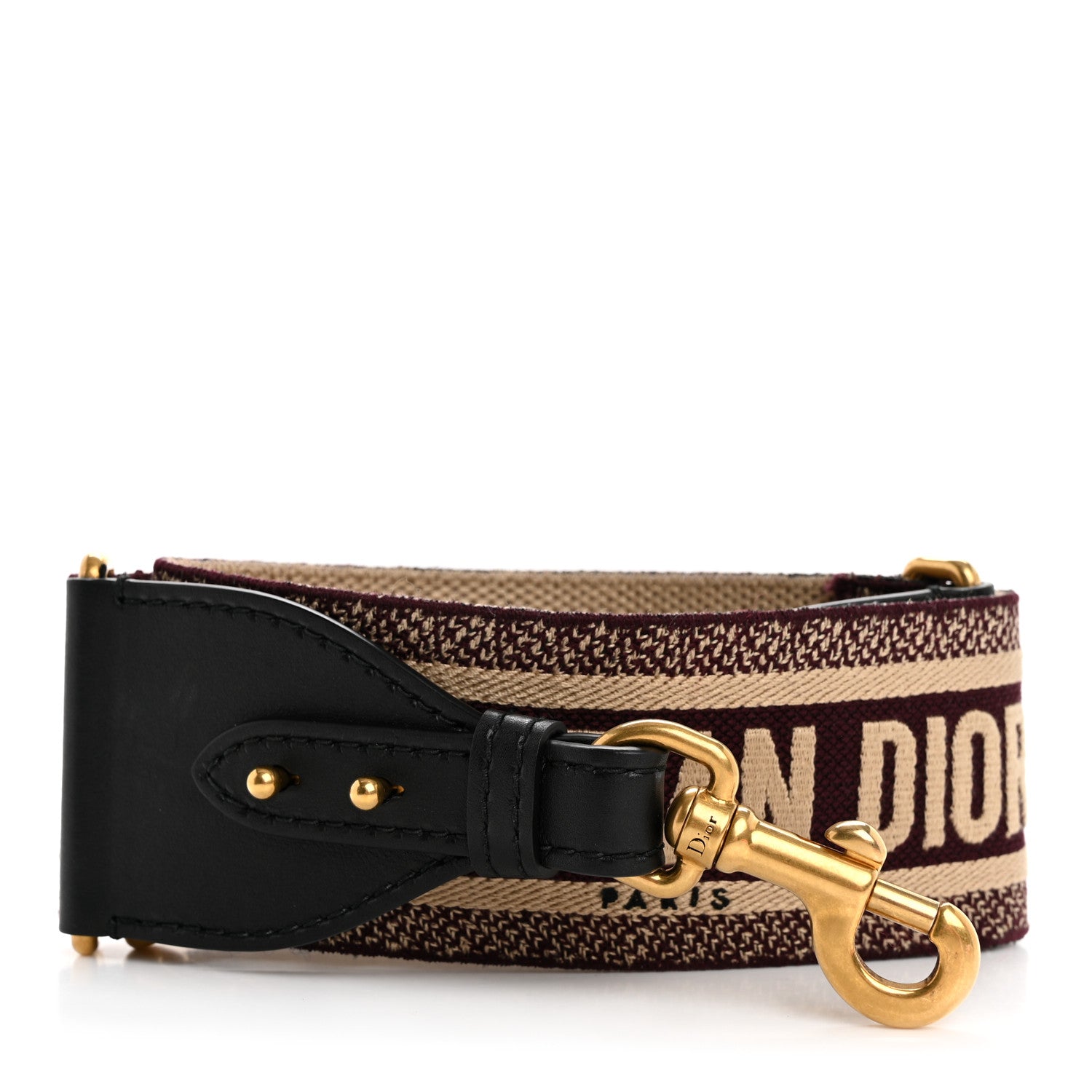 Christian Dior Canvas Embroidered Shoulder Strap Burgundy 1 of 7