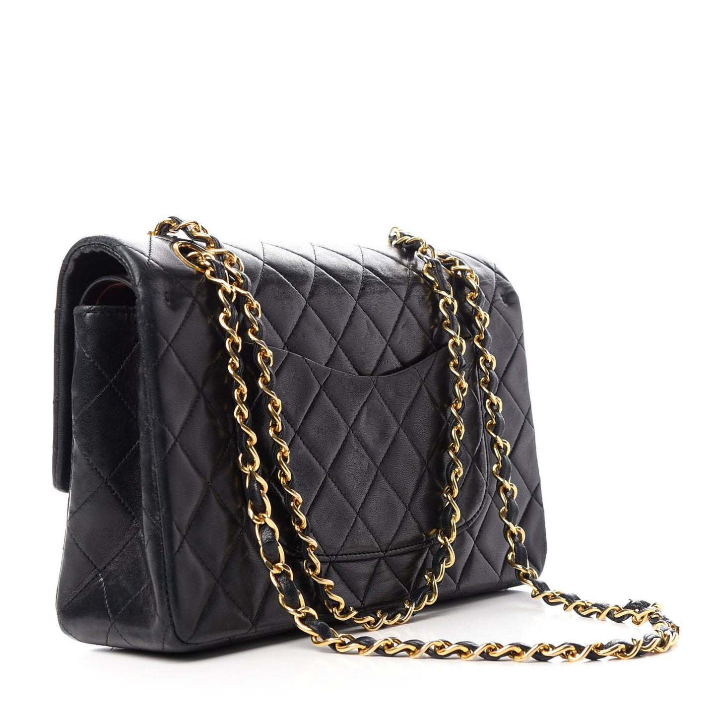 Lambskin Quilted Medium Double Flap Black