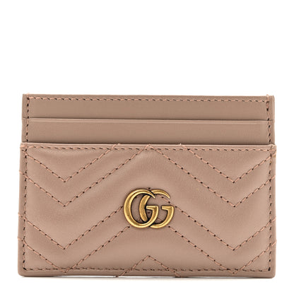 Gucci Calfskin Matelasse GG Marmont Card Holder Porcelain Rose 1 of 12