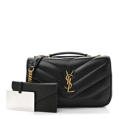 Saint Laurent Lambskin Chevron Quilted Small Loulou Black 3 of 11