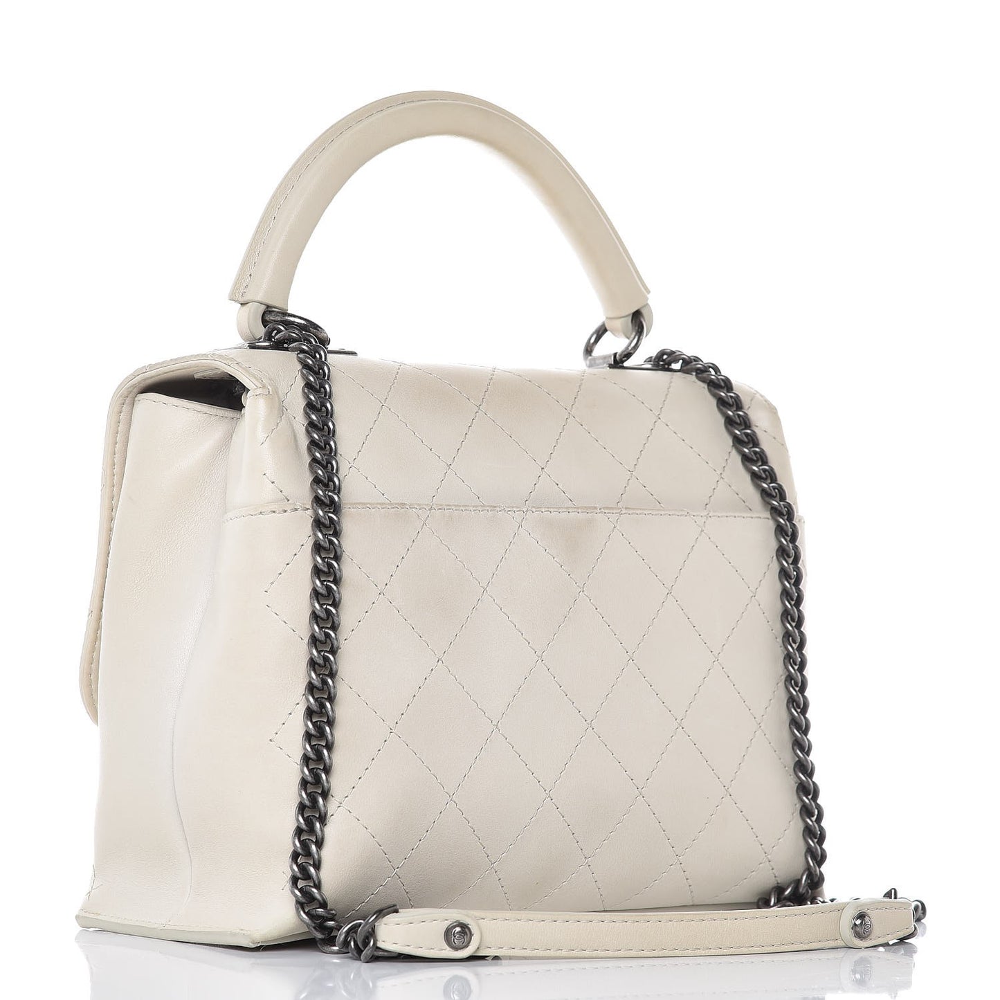 Calfskin Stitched Urban Luxury Top Handle Bag Ivory