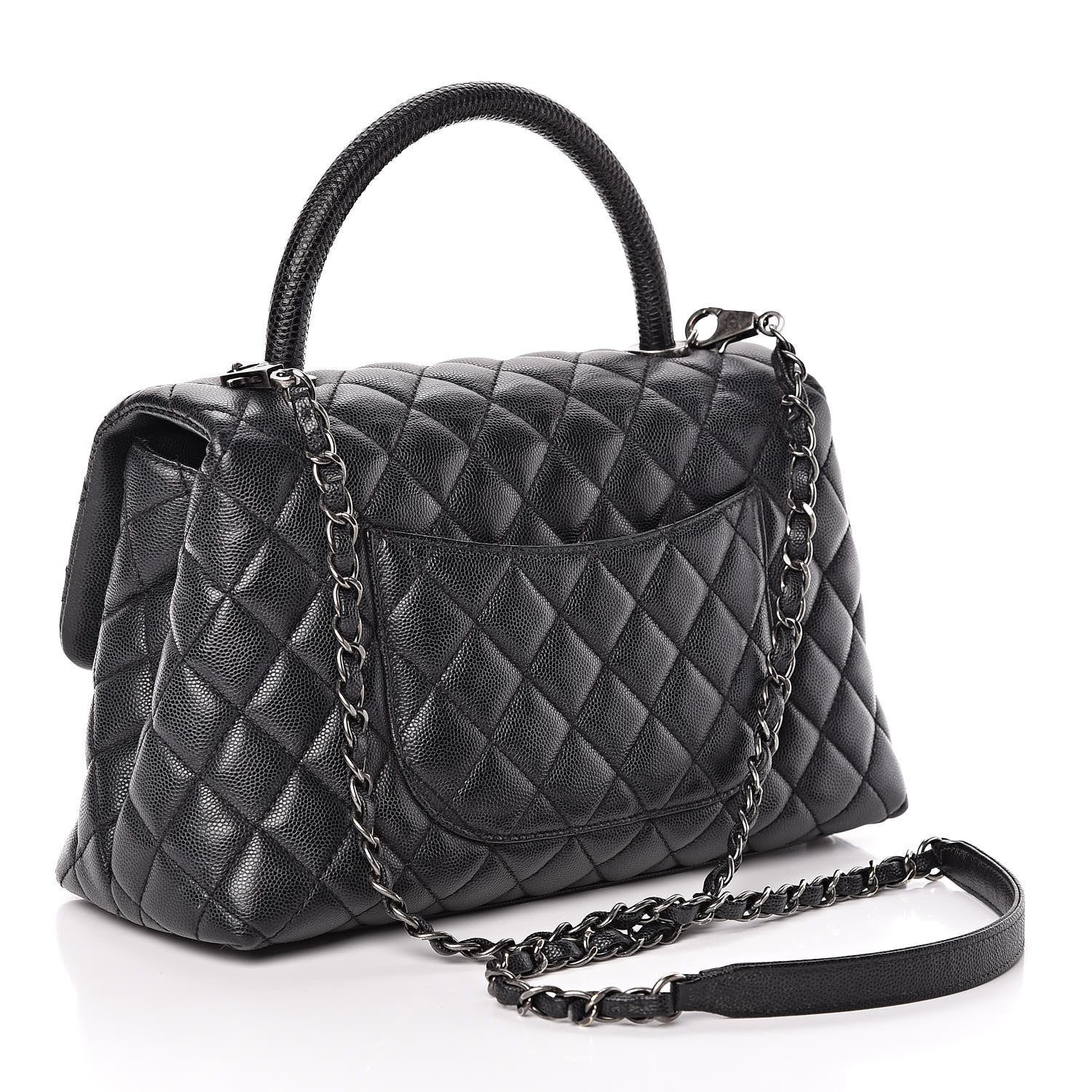 Chanel Caviar Lizard Quilted Small Coco Handle Flap Black 4 of 13