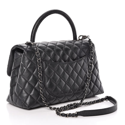 Chanel Caviar Lizard Quilted Small Coco Handle Flap Black 4 of 13