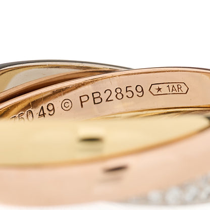 Cartier 18K White Yellow Pink Gold Diamond Small Trinity Paved Ring 49 5 4 of 4