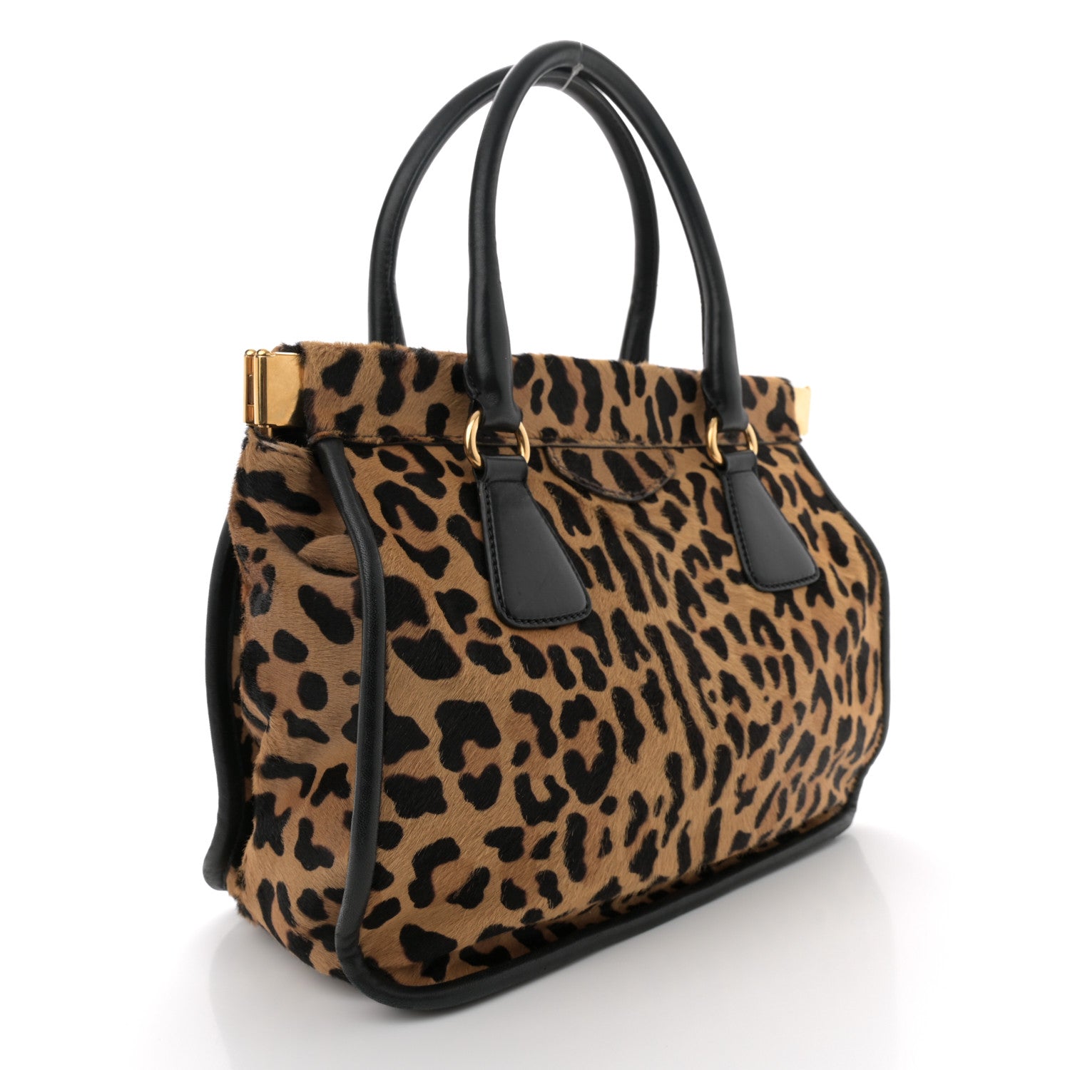 9090 black yellow leopard バラ売り可 Prada Calf Hair Leopard Print Tote Sabbia Moro 1678141 – FASHIONPHILE