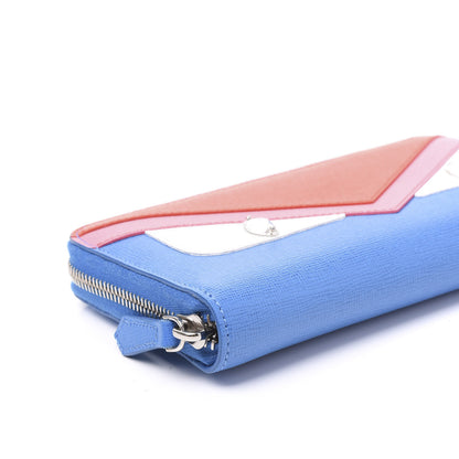 Fendi Vitello Elite Crystal Eye Monster Zip Around Wallet Royal Blue Papavero Multicolor 5 of 10