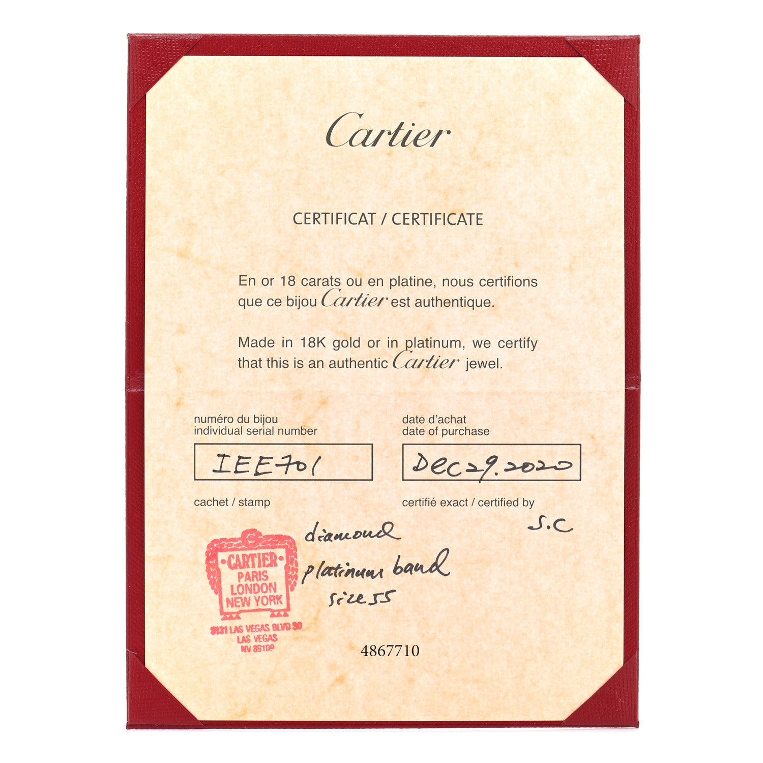 Cartier Platinum Diamond 3.5mm Etincelle de Cartier Wedding Band Ring 55 7.25 5 of 6