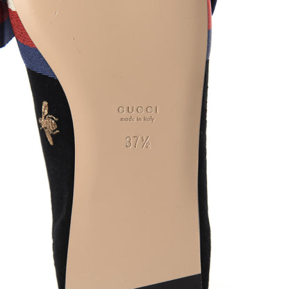 Gucci Velvet Bee Star Embroidered Sylvie Bow Loafers 37.5 Black 10 of 11