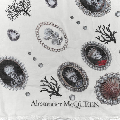 Alexander McQueen Modal Lost At Sea Cameo Scarf Ivory Sky 2 of 4