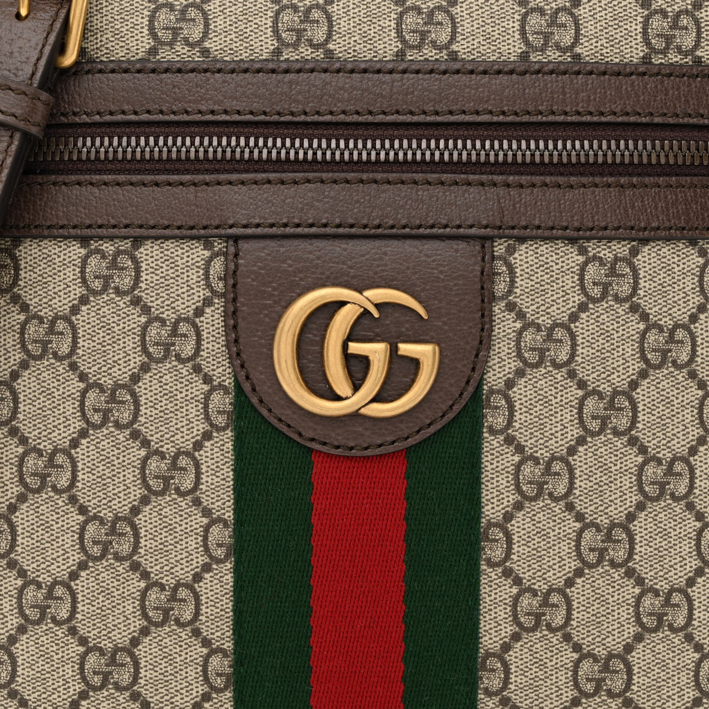 GG Supreme Monogram Web Small Ophidia Messenger Bag Brown