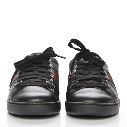 Gucci Calfskin Crocodile Web Ace Sneakers 36.5 Black 2 of 8
