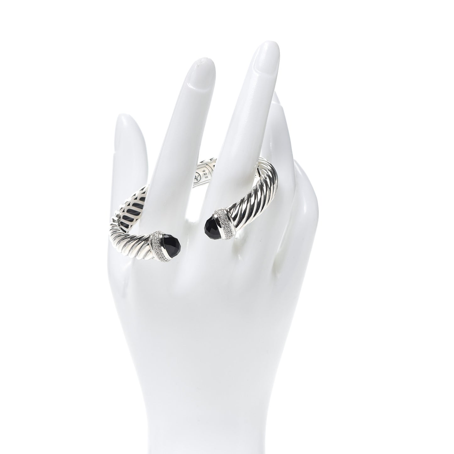 Sterling Silver Diamond Black Onyx 10mm Waverly Bracelet