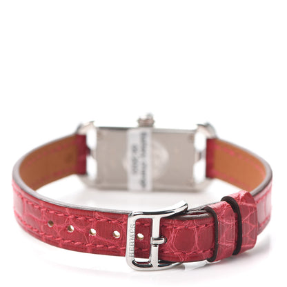 Hermes Stainless Steel Alligator Diamond 17mm Nantucket Jete De Diamants Quartz Watch Braise 3 of 5