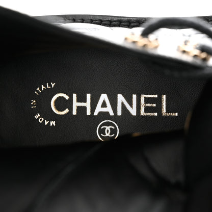 Chanel Shiny Calfskin Quilted Lace Up Combat Boots 36.5 Black 7 of 9