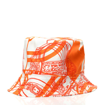 Hermes Silk Brides De Gala en Desordre Reverso Bucket Hat 57 Orange 3 of 5