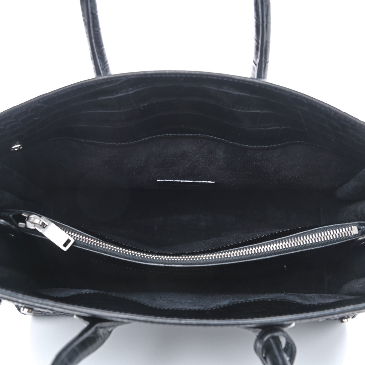 Calfskin Crocodile Embossed Small Supple Sac de Jour Black