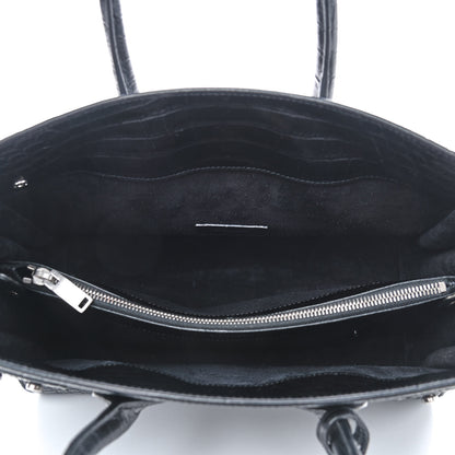 Saint Laurent Calfskin Crocodile Embossed Small Supple Sac de Jour Black 4 of 8