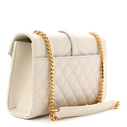 Saint Laurent Grain De Poudre Textured Mixed Matelasse Triquilt Small Monogram Satchel Crema Soft 3 of 12