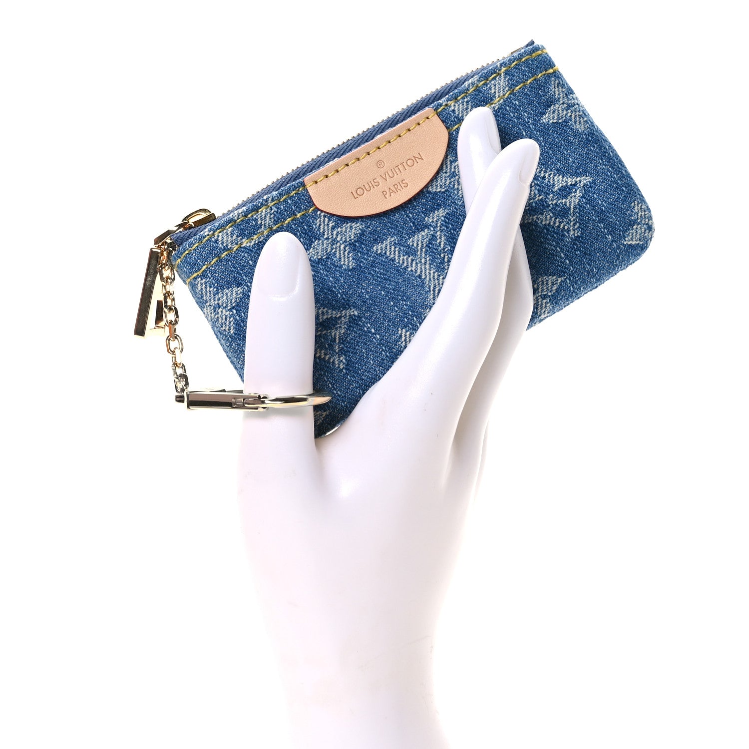 Louis Vuitton Monogram Denim Key Pouch Denim Blue 2 of 7
