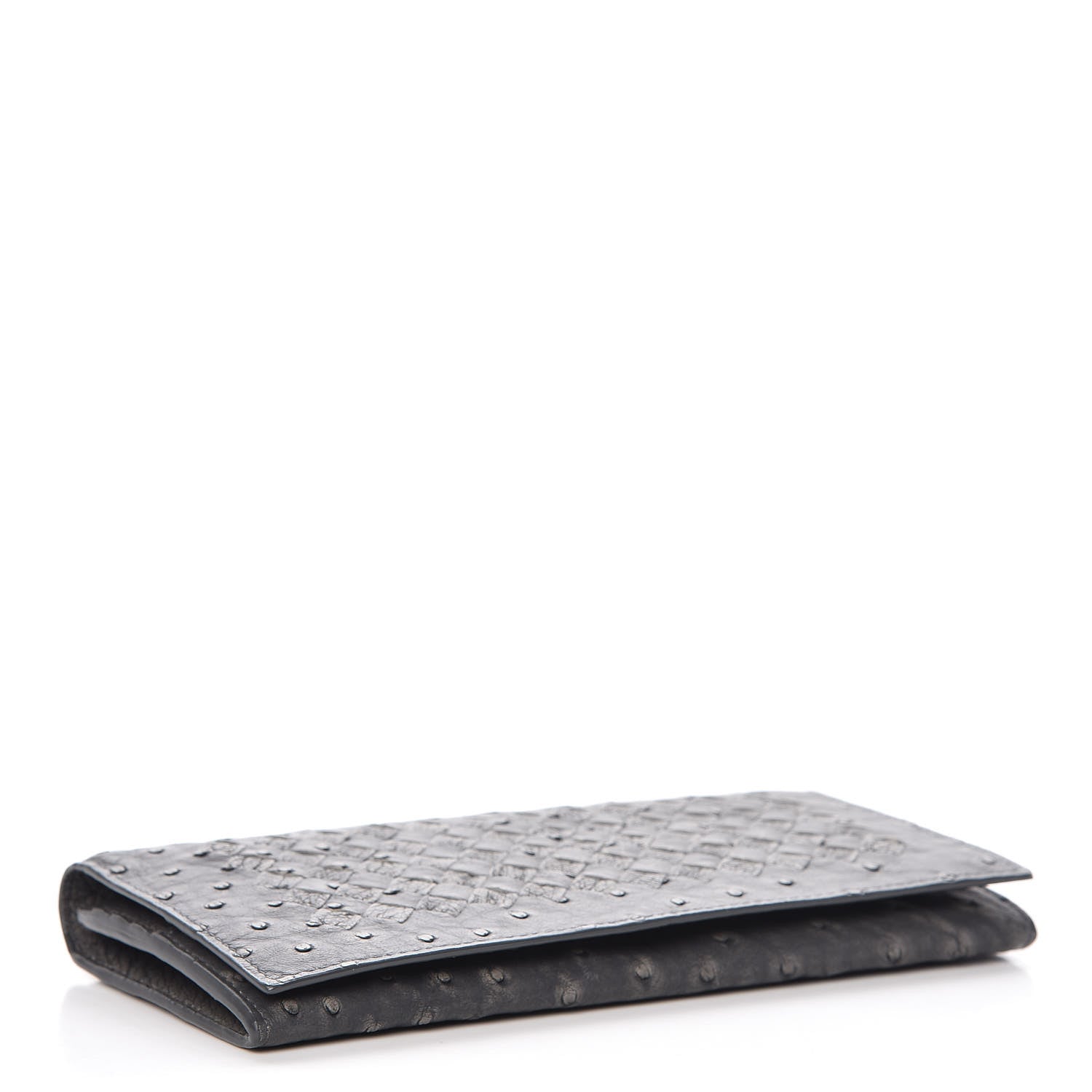Bottega Veneta Ostrich Intrecciato Flap Wallet Ardoise 4 of 11