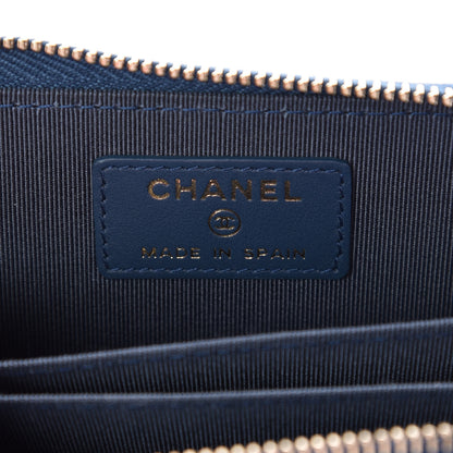 Chanel Metallic Caviar Quilted Zip Coin Purse Dark Blue 12 of 16