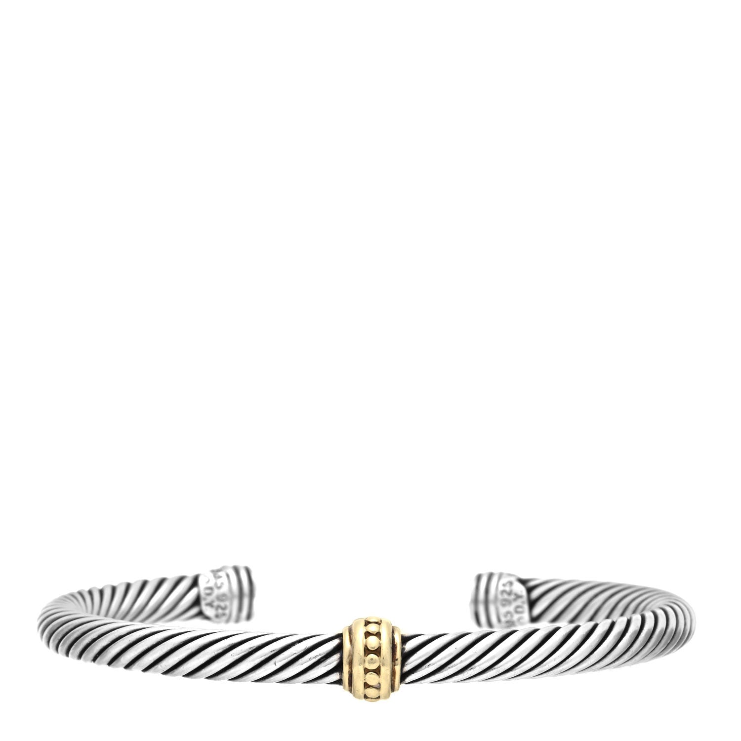 David Yurman Sterling Silver 14K Yellow Gold 5mm Station Cable Bracelet 1 of 3