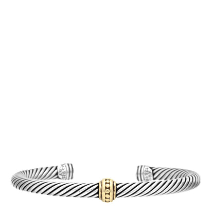 David Yurman Sterling Silver 14K Yellow Gold 5mm Station Cable Bracelet 1 of 3