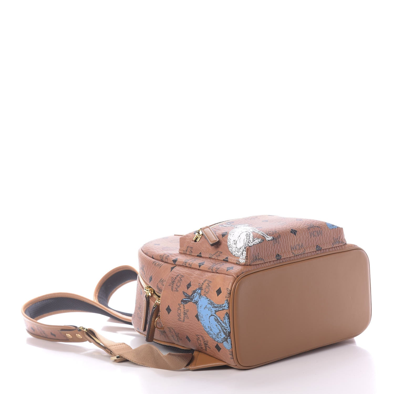 MCM Visetos Small Hide And Seek Rabbit Stark Backpack Cognac 3 of 9