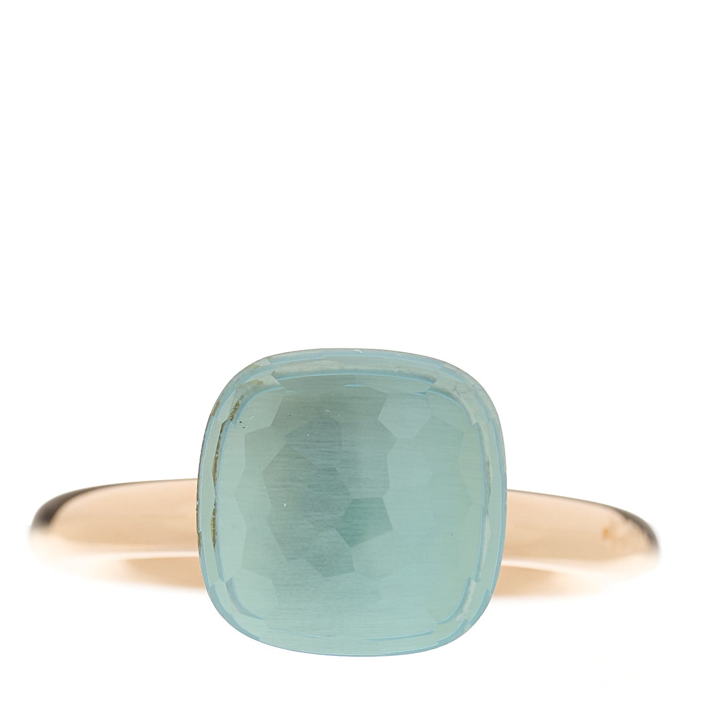 18K Rose White Gold Blue Topaz Classic Nudo Ring 53 6.5