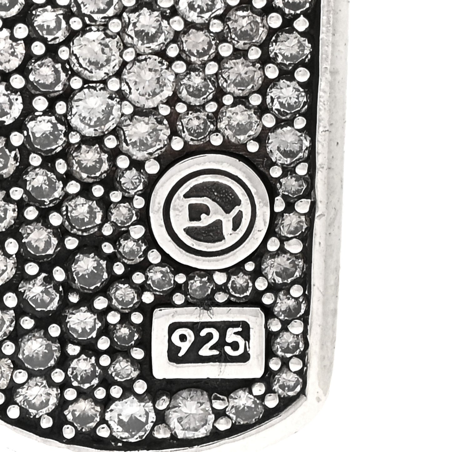 Sterling Silver Diamond Dog Tag Pendant Necklace