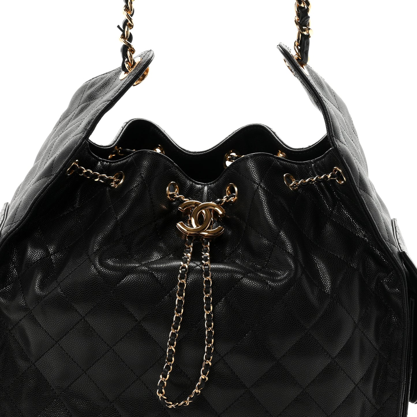 Caviar Quilted Medium Chanel 25 Handbag Black