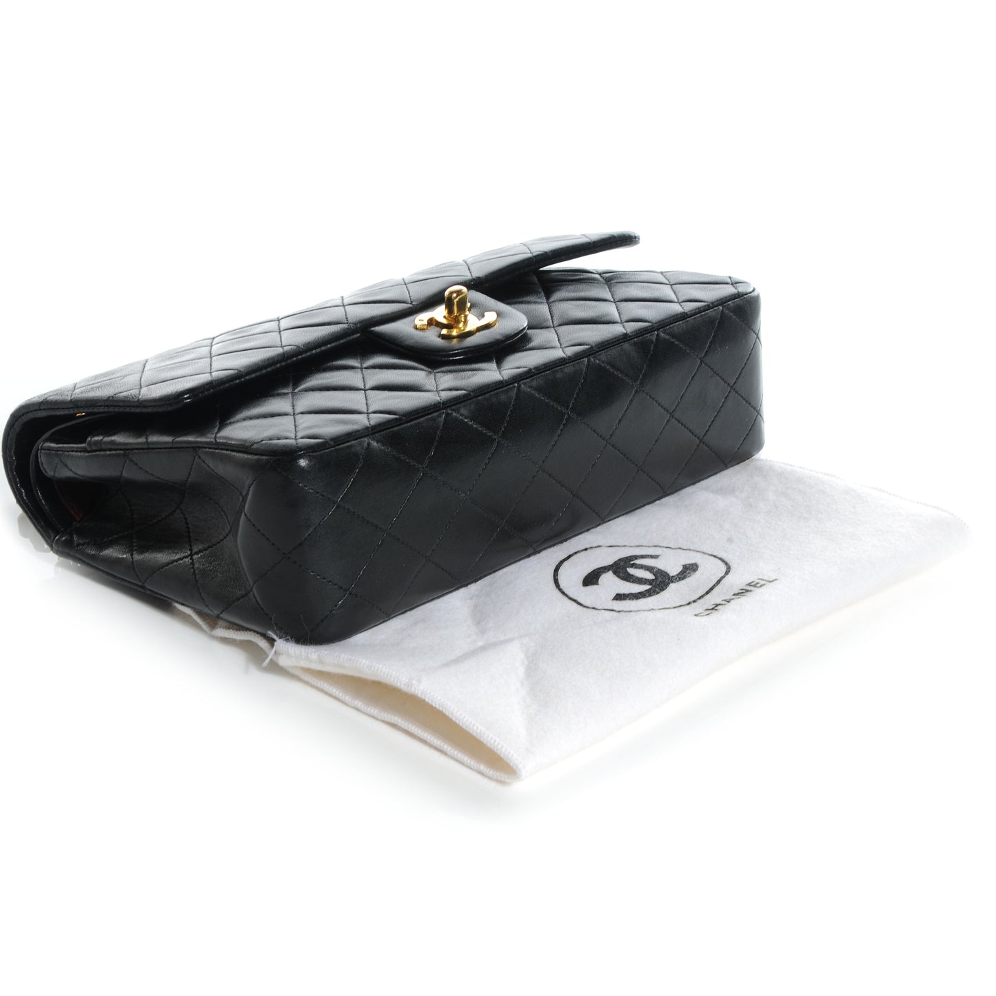 Lambskin Medium Double Flap Black