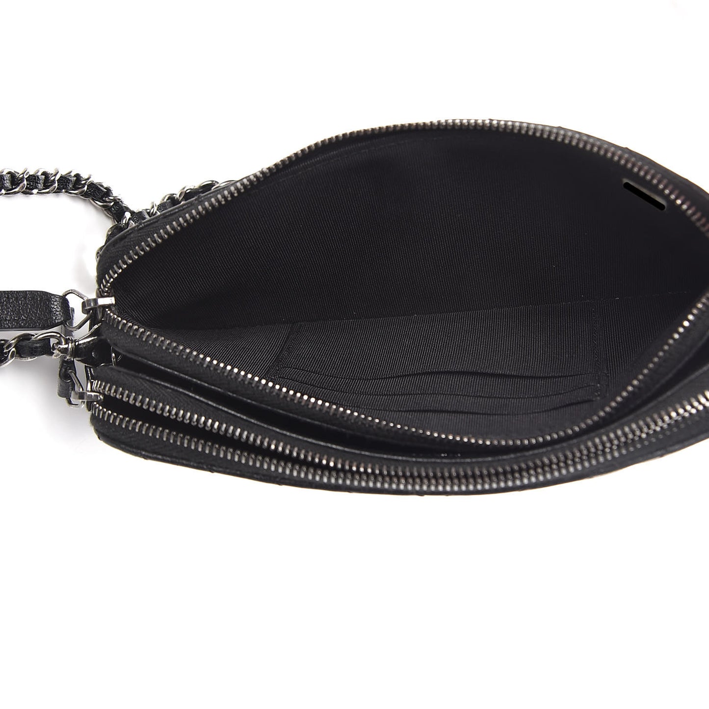 Sheepskin Chevron Quilted Studded Reissue Small Clutch With Chain Black