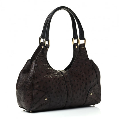 Gucci Ostrich Large Bardot Shoulder Bag Brown 2 of 4