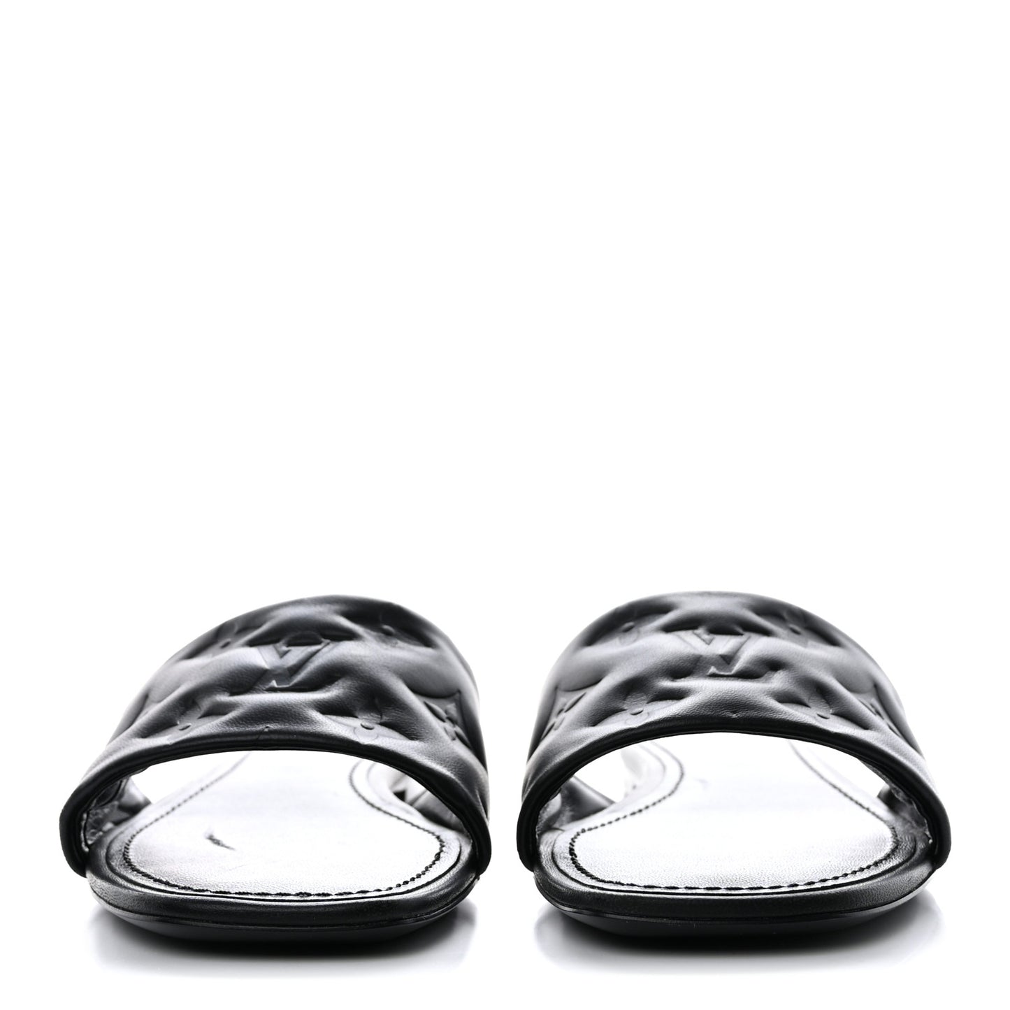 Lambskin Embossed Monogram Revival Flat Mules 37.5 Black